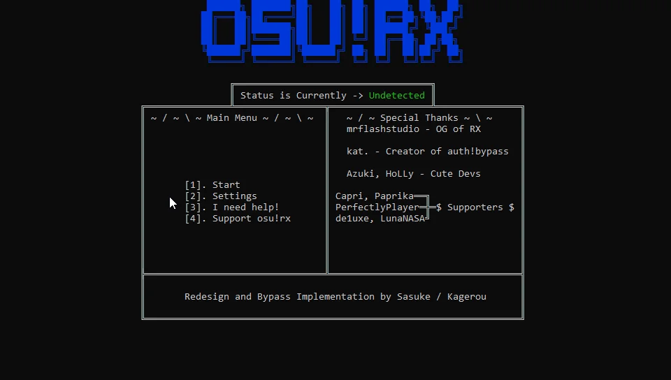 osu!rx console main menu