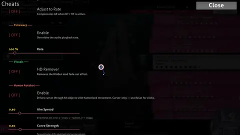 paw!cheats: Cheats menu showing Timewarp, HD Remover and the Human Autobot
