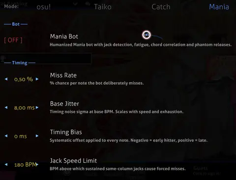 paw!cheats: Mania auto-bot menu